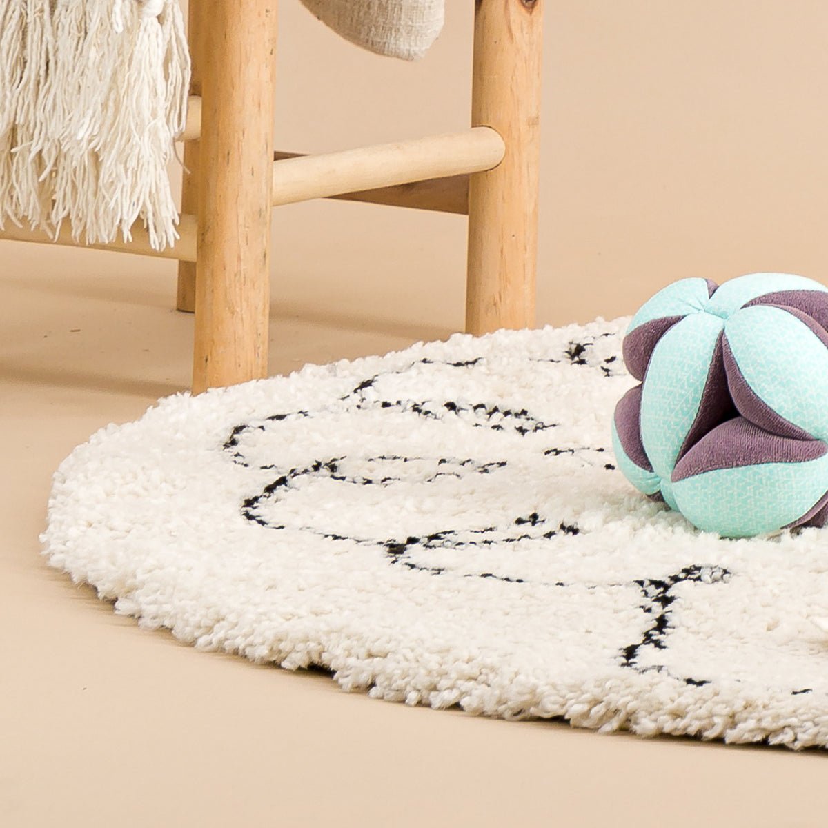 Tapis enfant rond doux et épais PETIT MOUTON beige sable, AFK LIVING