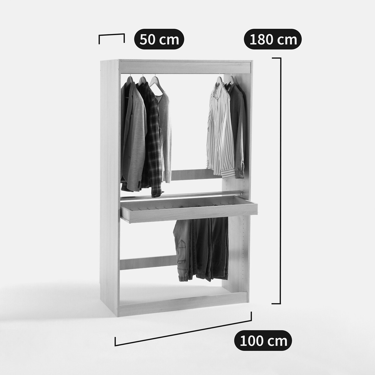 Module dressing, penderie + porte pantalons, Build blanc, LA REDOUTE INTERIEURS