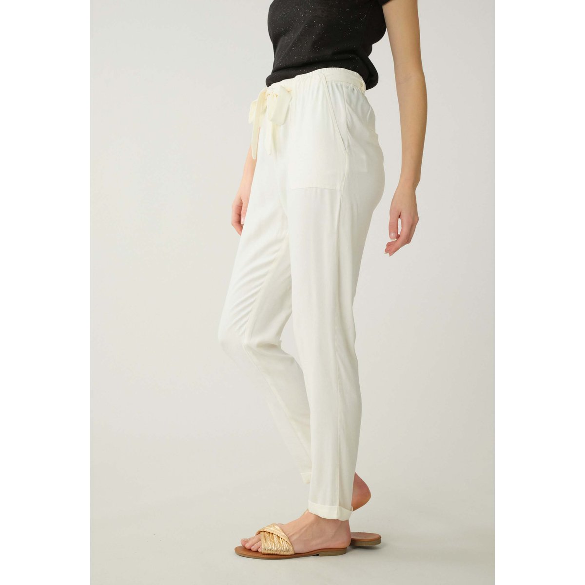 Pantalon fluide uni ELIDA black, DEELUXE