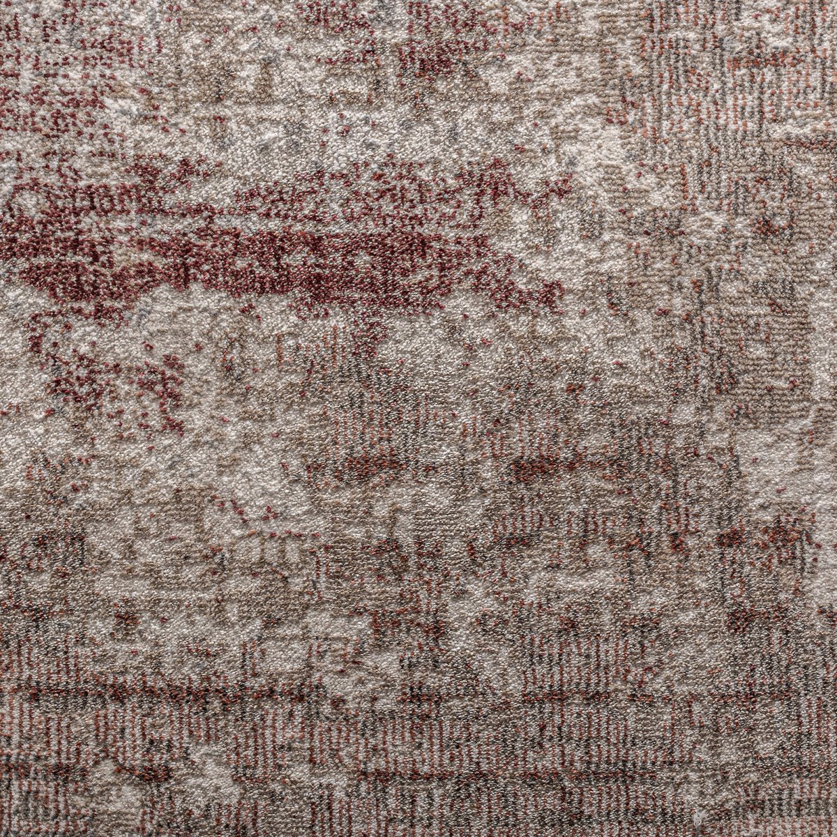Tapis contemporain effet patiné beige, gris et rouille, RECOLLECTION