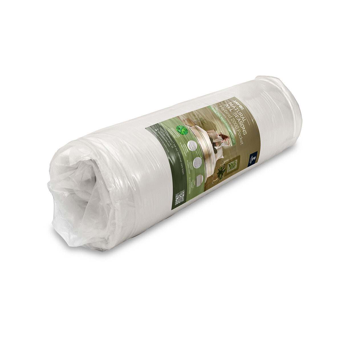 Jay-Be® Natural All Seasons Nettle Hybrid 2000 e-Pocket Mattress ecru/green, JAY-BE