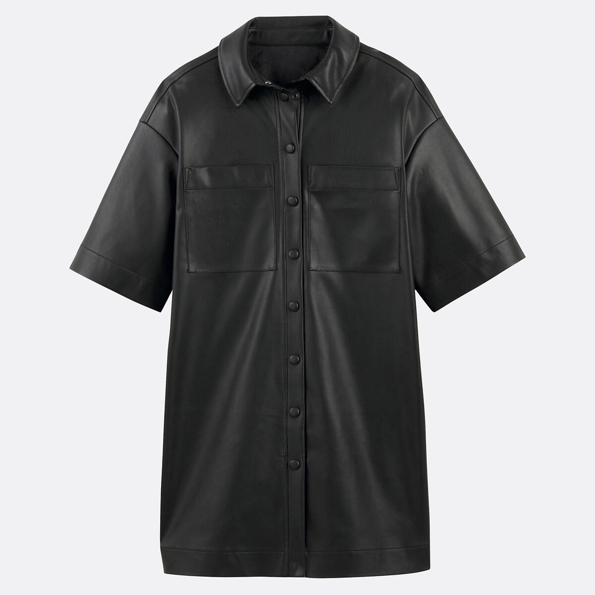 Signatures Sara Mini Dress in Faux Leather and Loose Fit black, LA REDOUTE COLLECTIONS