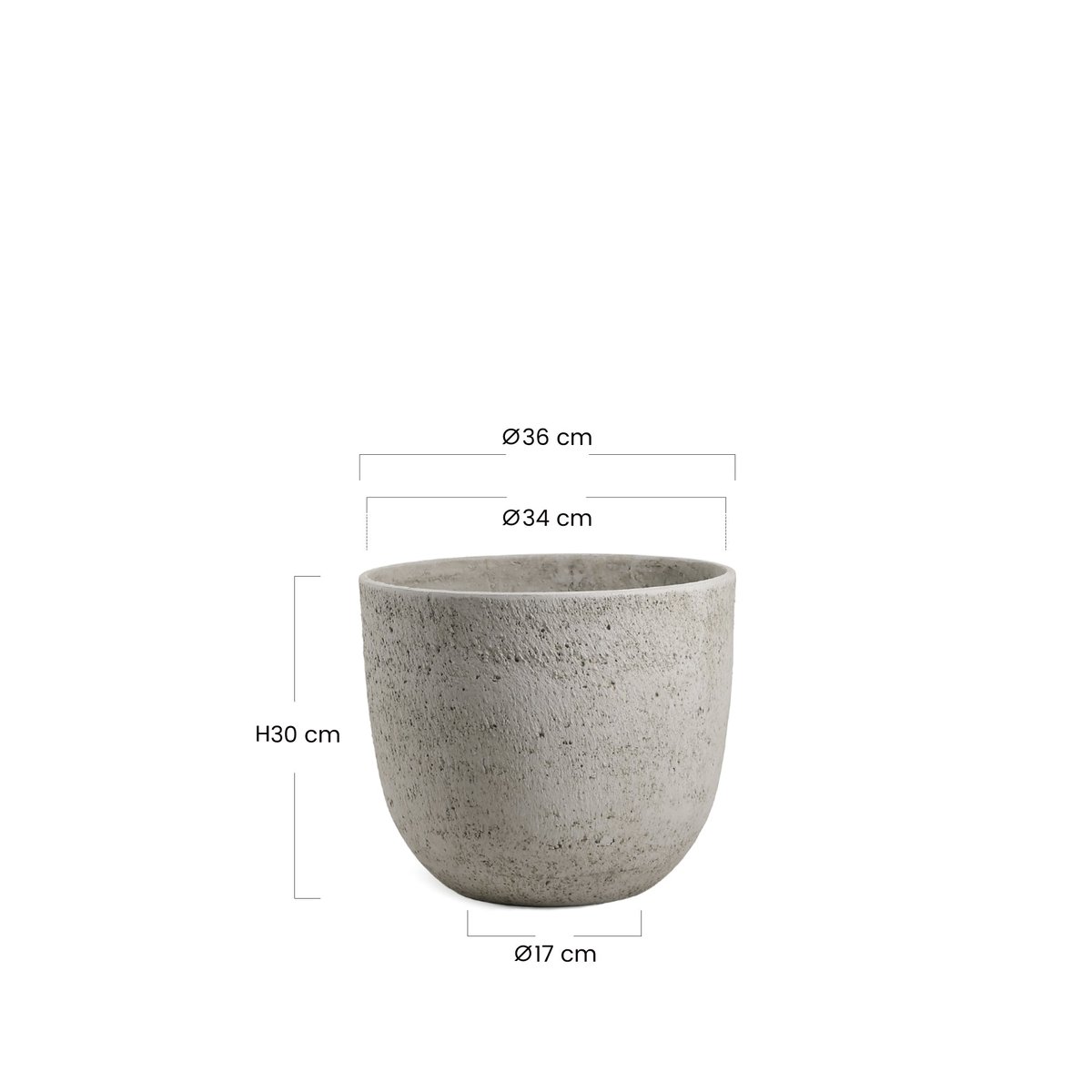 Cache-pot décoratif en ciment antique H30 TERRA gris clair, SIA DECO