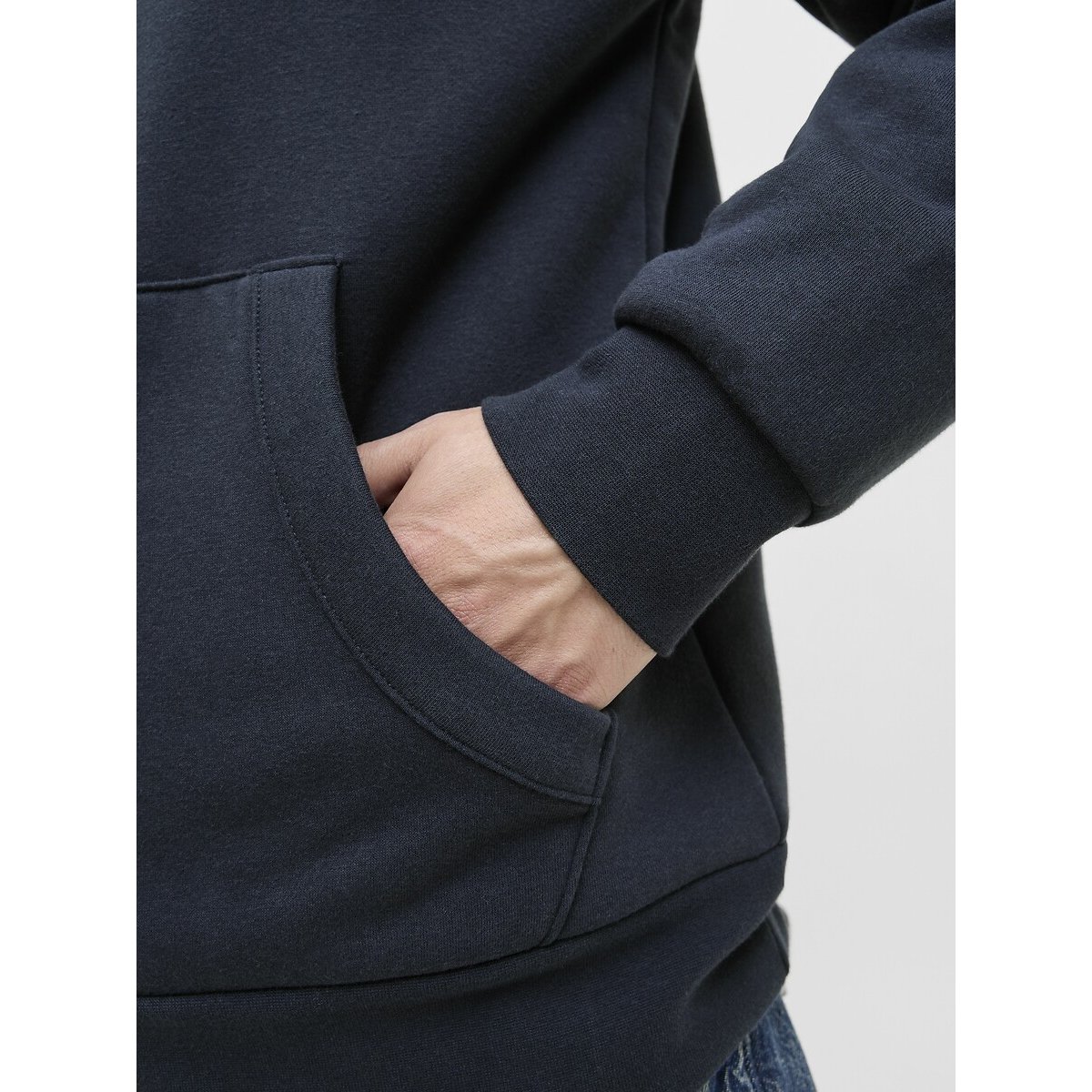 Sweat zippé capuche doublé polaire bleu, JACK & JONES