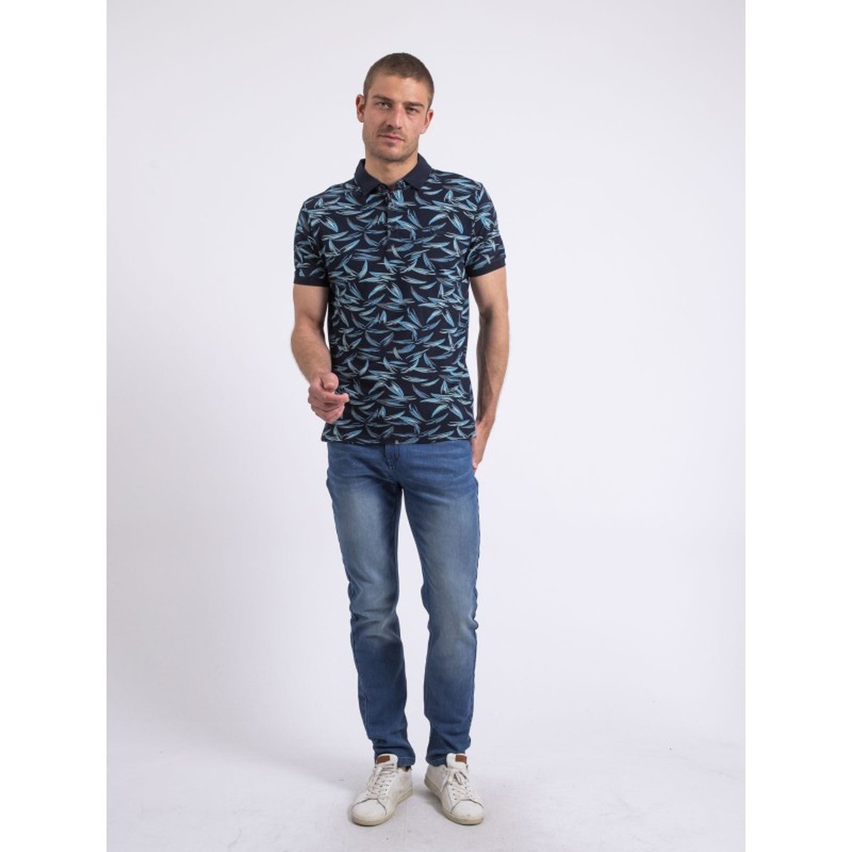 Polo Manches Courtes Motifs Pabruno bleu marine, RITCHIE