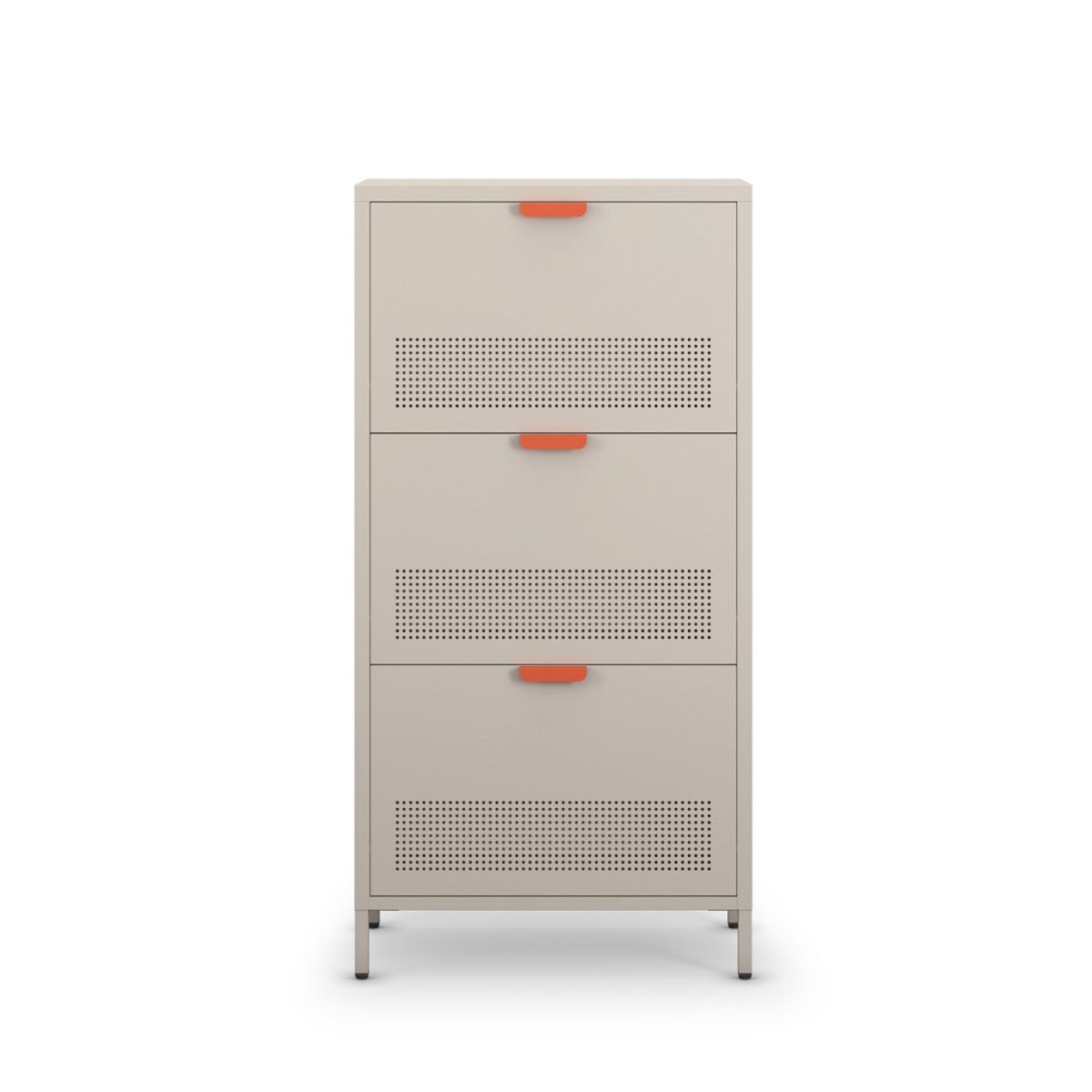 Meuble à chaussures 3 portes en métal H120cm- ADEL beige, DRAWER