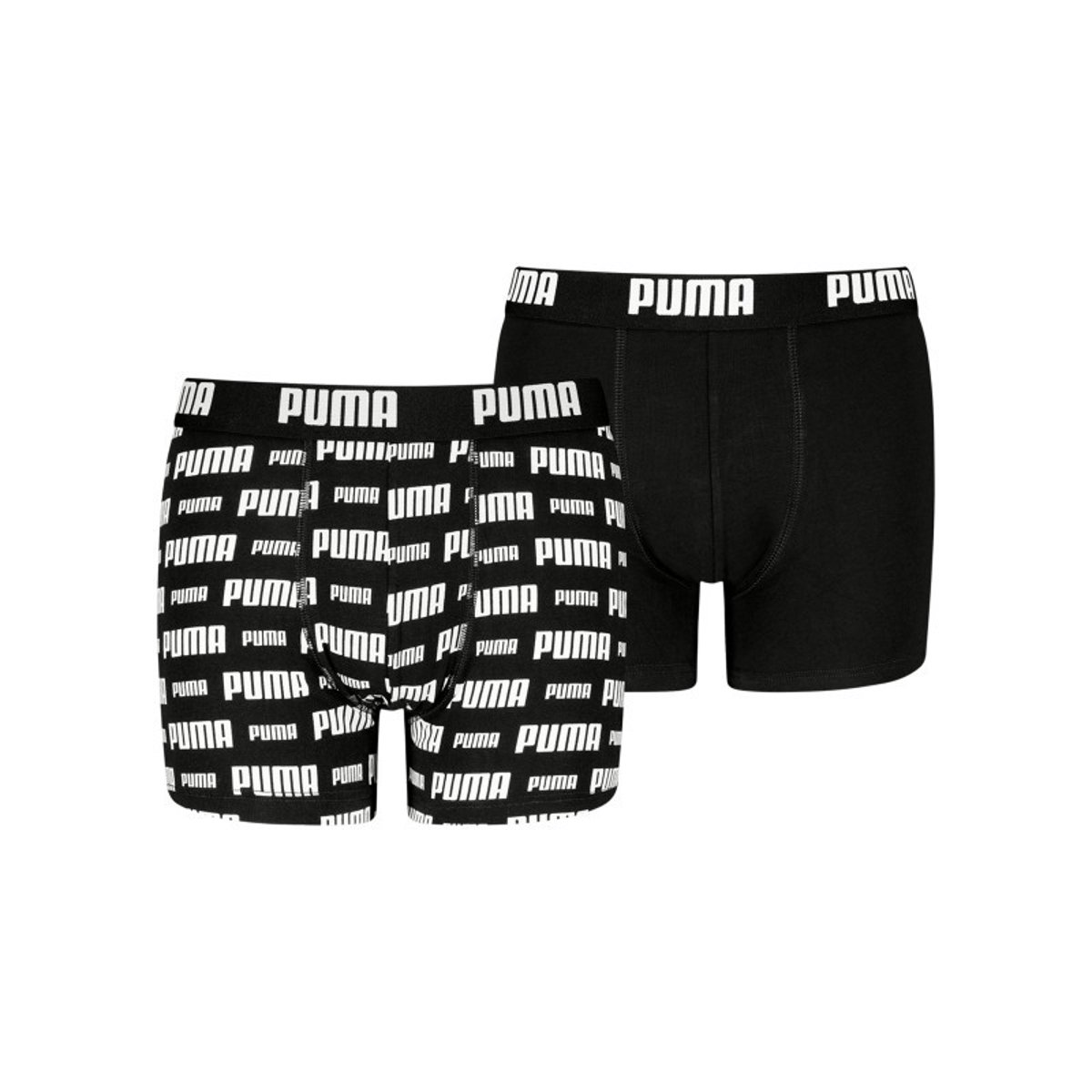 Lot de 2 boxers classiques en coton noirs imprimés nom de la marque noir, PUMA