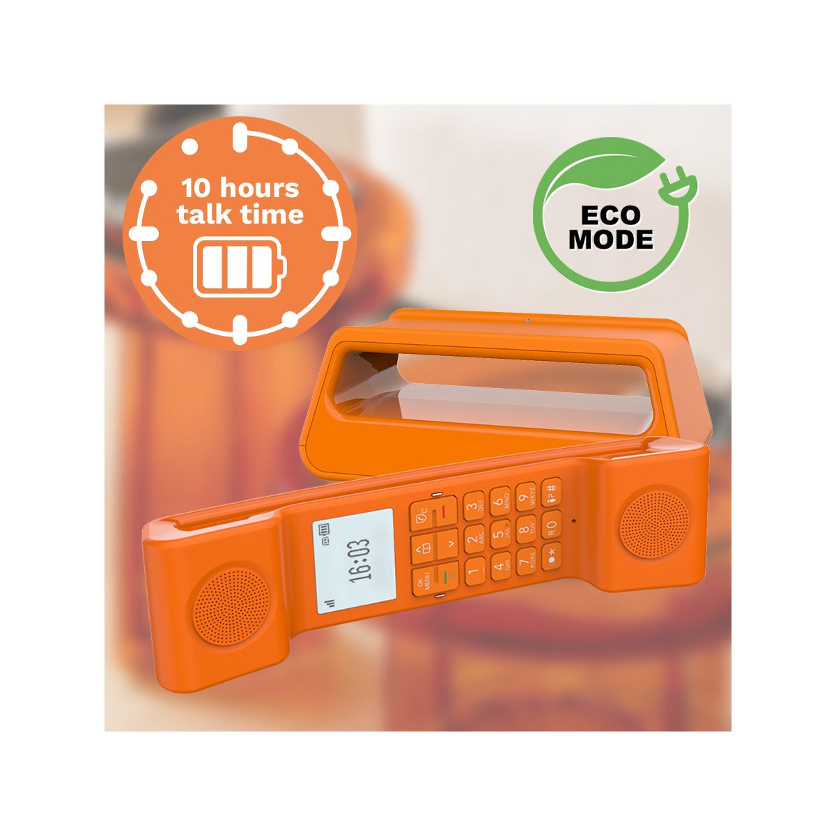 Téléphone sans fil ePure Iconic Orange couleur unique, ALCATEL