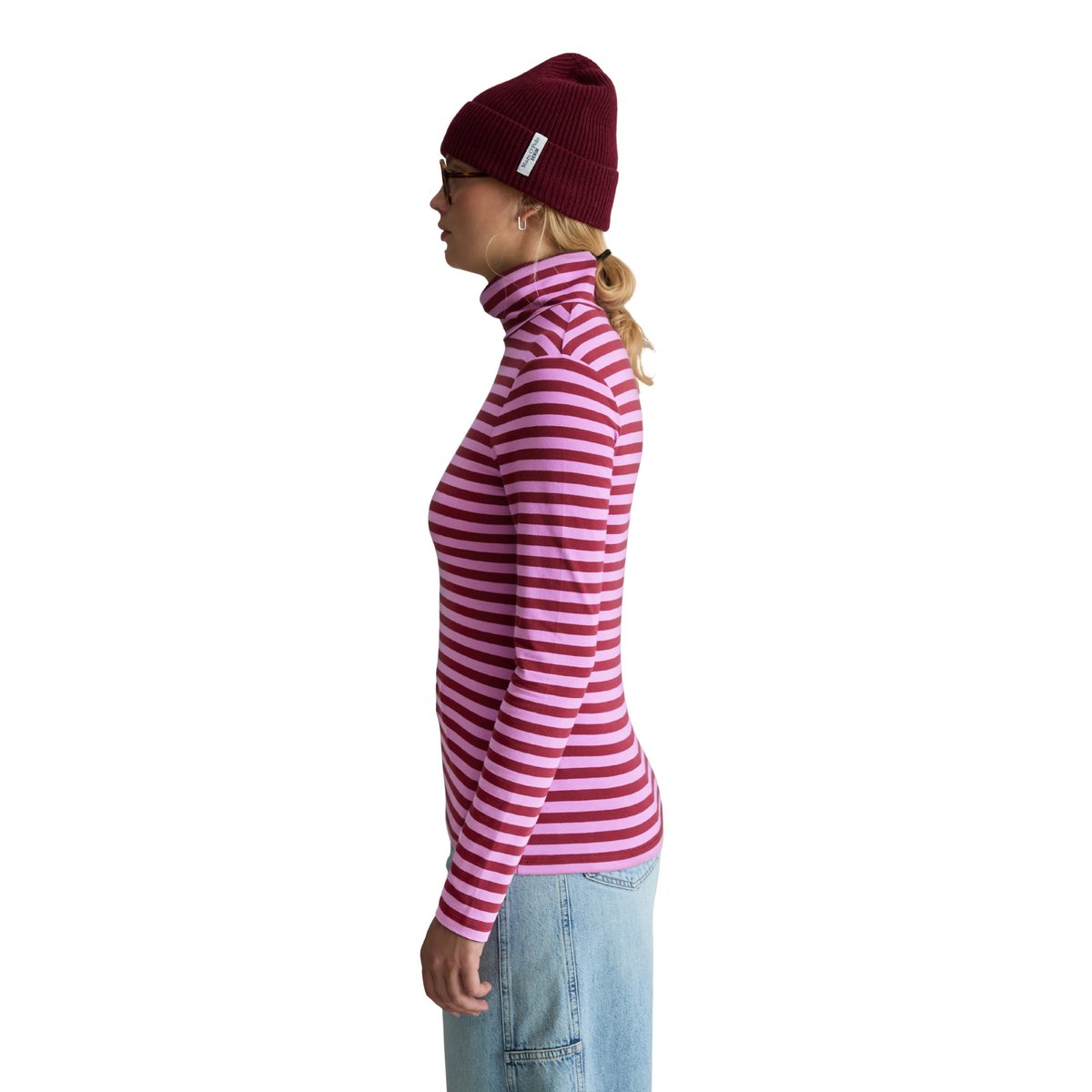 T-shirt à col roulé et manches longues, coupe ajustée en jersey simple avec élasthanne rouge, MARC O’POLO DENIM