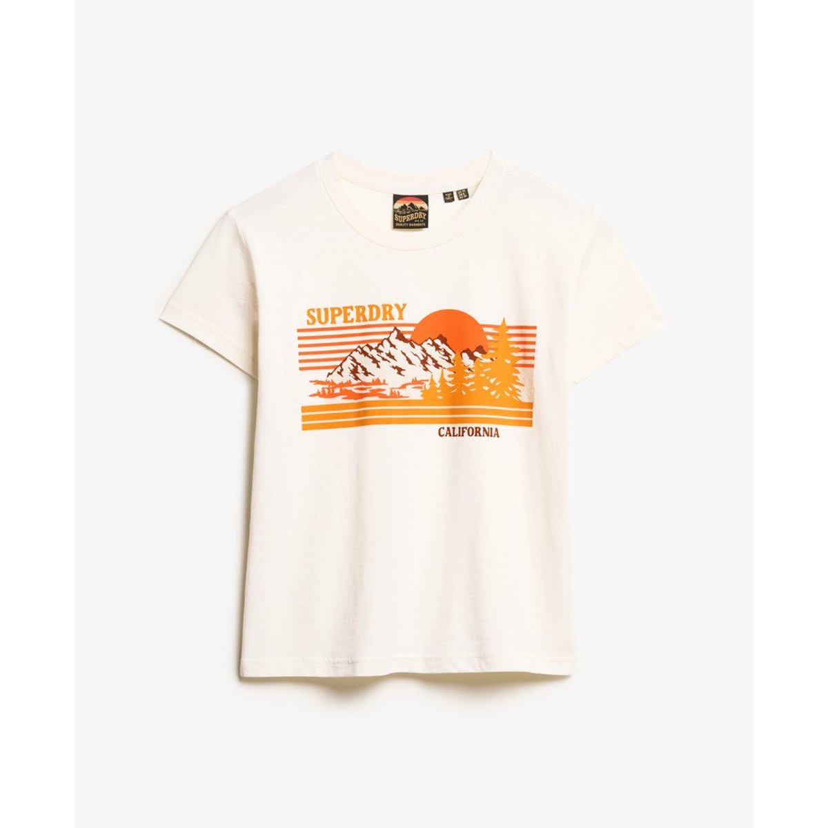 T-shirt ajusté à rayures Outdoor blanc pierre, SUPERDRY