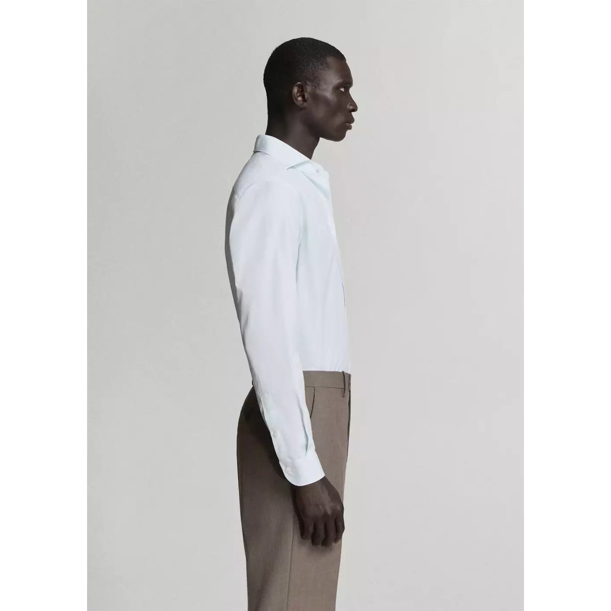 Chemise costume 100 % coton rayures bleu, MANGO MAN