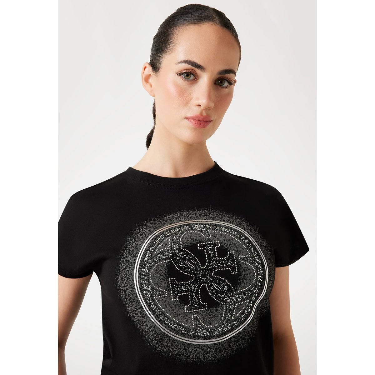 T-Shirt Logo 4G Coupe Slim noir, GUESS