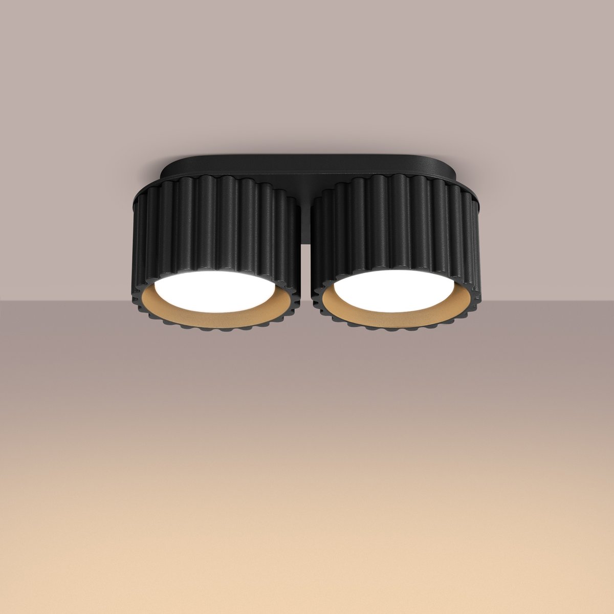 Plafonnier Aluminium Noir Gx53 2 Aura noir, EDEN