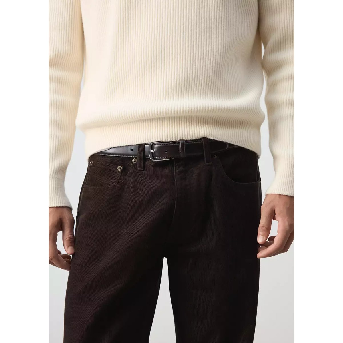 Pantalon velours côtelé regular-fit chocolat, MANGO MAN