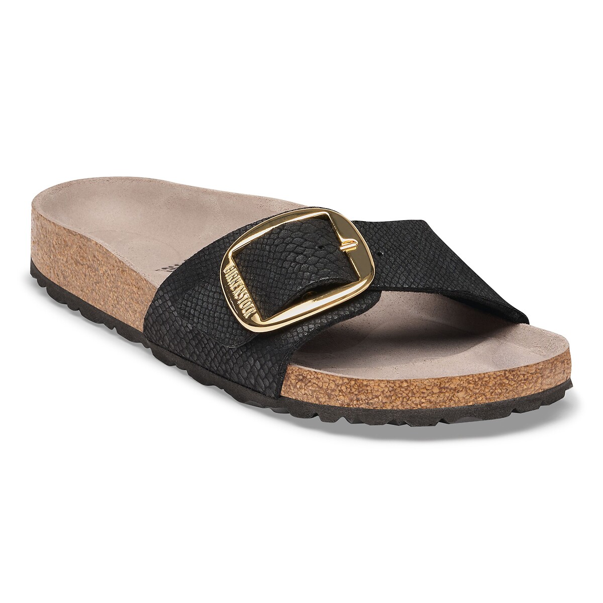 Mules de una correa Madrid Big Buckle negro, BIRKENSTOCK
