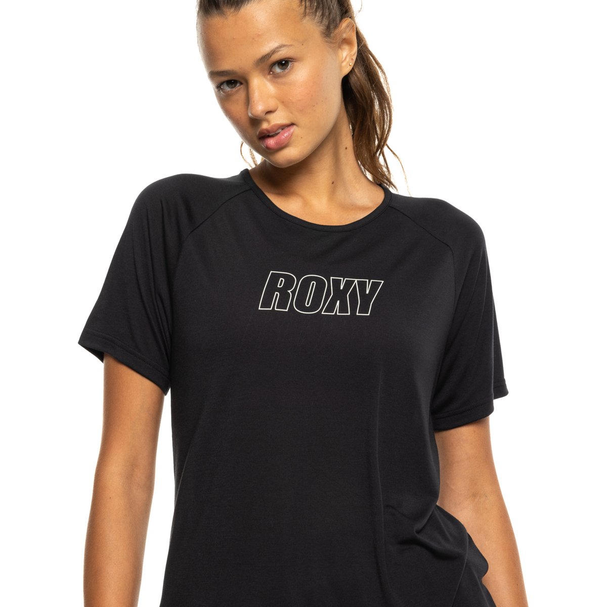 T-Shirt de sport, manches courtes, col rond, . noir true black, ROXY