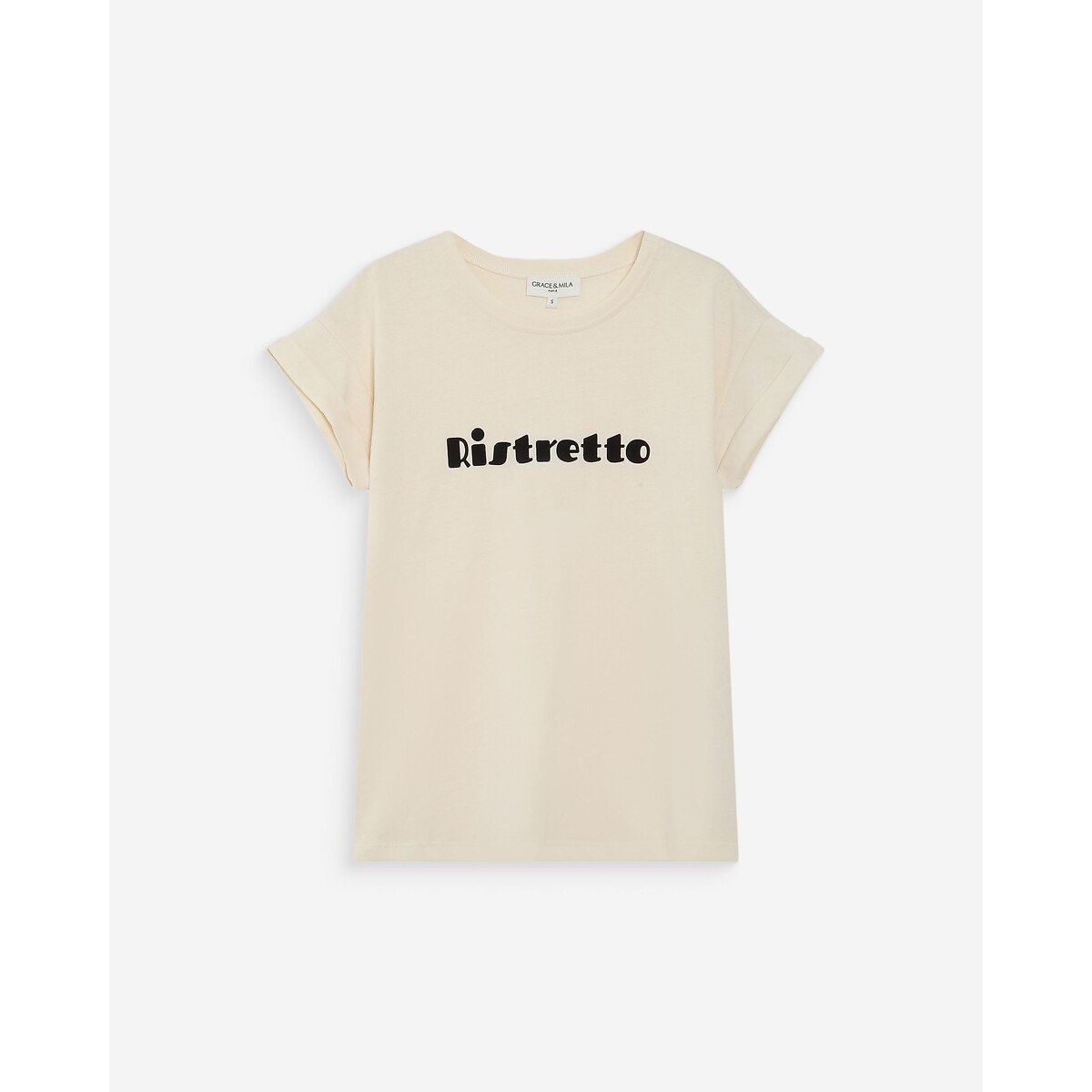 T-shirt con scritta in velluto VICO ecru , GRACE & MILA