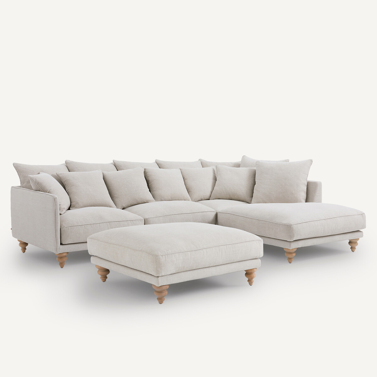 Hoekbank van katoen en linnen, Lazare beige   , AM.PM