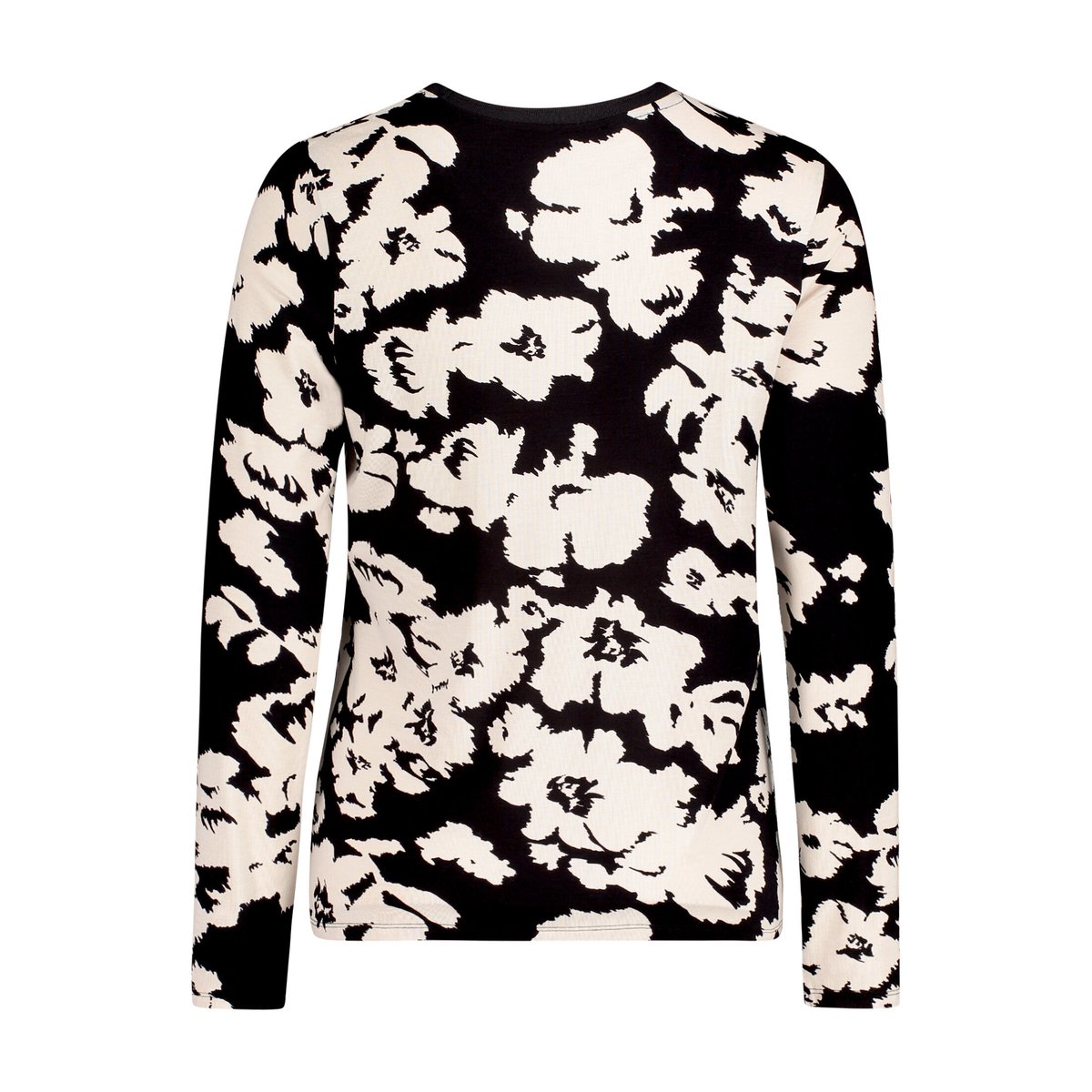 T-shirt basique à bordures côtelées noir/blanc, BETTY BARCLAY
