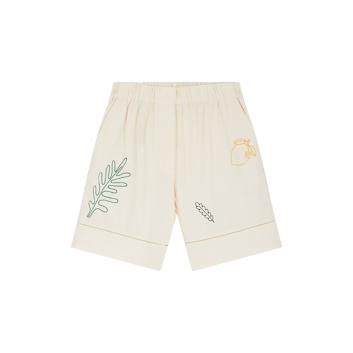 Short brodé à taille élastiquée, QUIWI ecru, LEON & HARPER