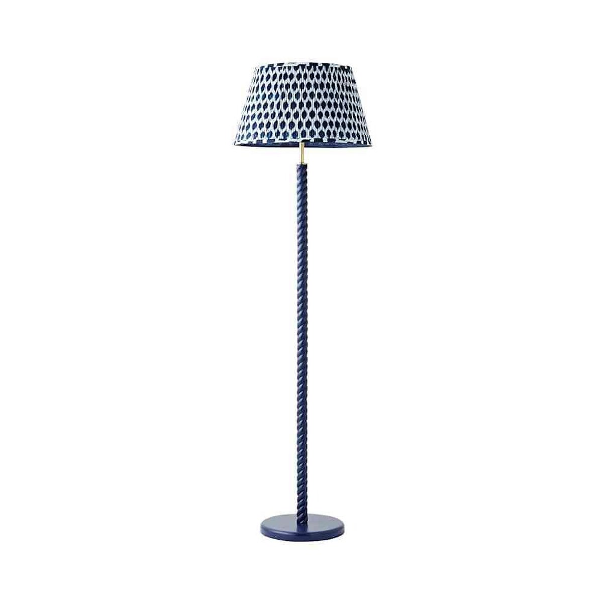 Amalia Twist Floor Lamp with Ikat Taper Shade navy blue, SO'HOME