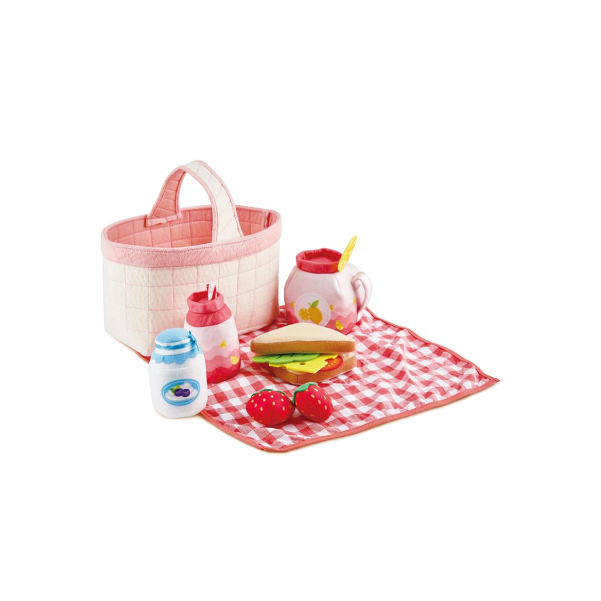 Panier de pique-nique et accessoires en tissu rouge, rose, bleu, HAPE