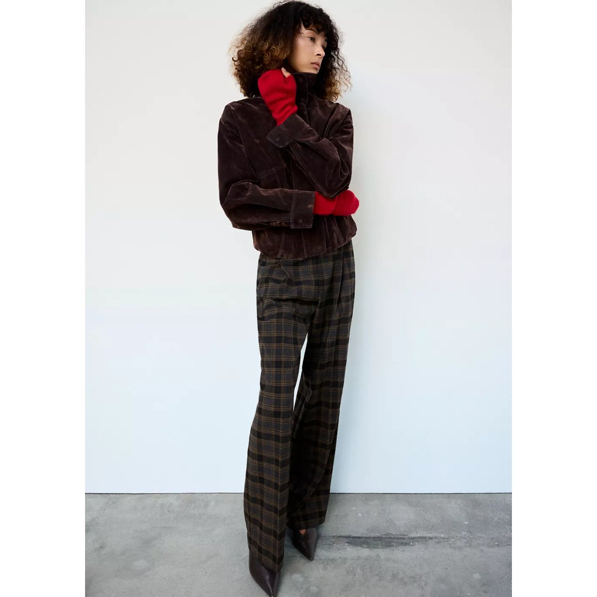 Mitaines longues en maille rouge, MANGO