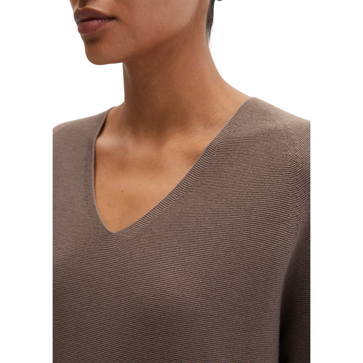 Pull-over seamless loose en pur coton bio marron, MARC O'POLO