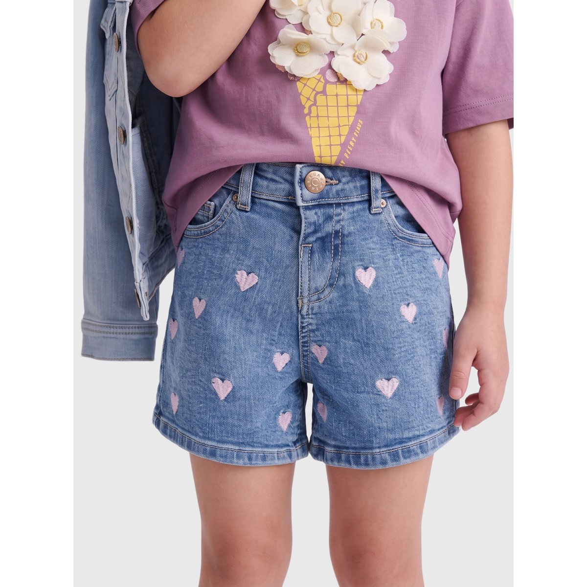 Short En Denim light medium blue denim, KIDS ONLY