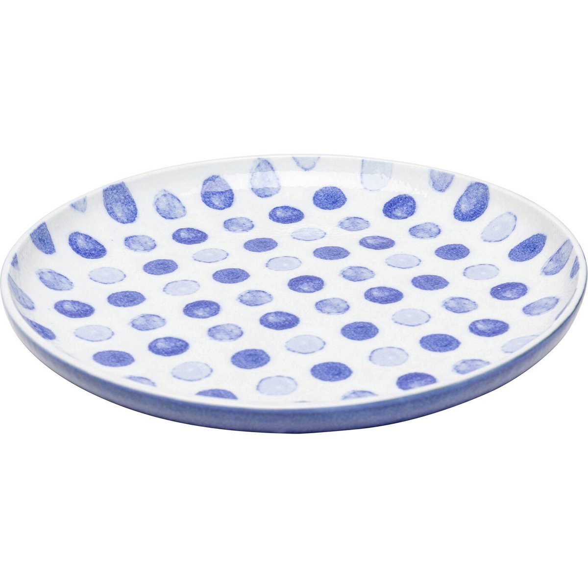 Lot de 6 assiettes plates à dessert à pois, PARTITO bleu, KARE DESIGN