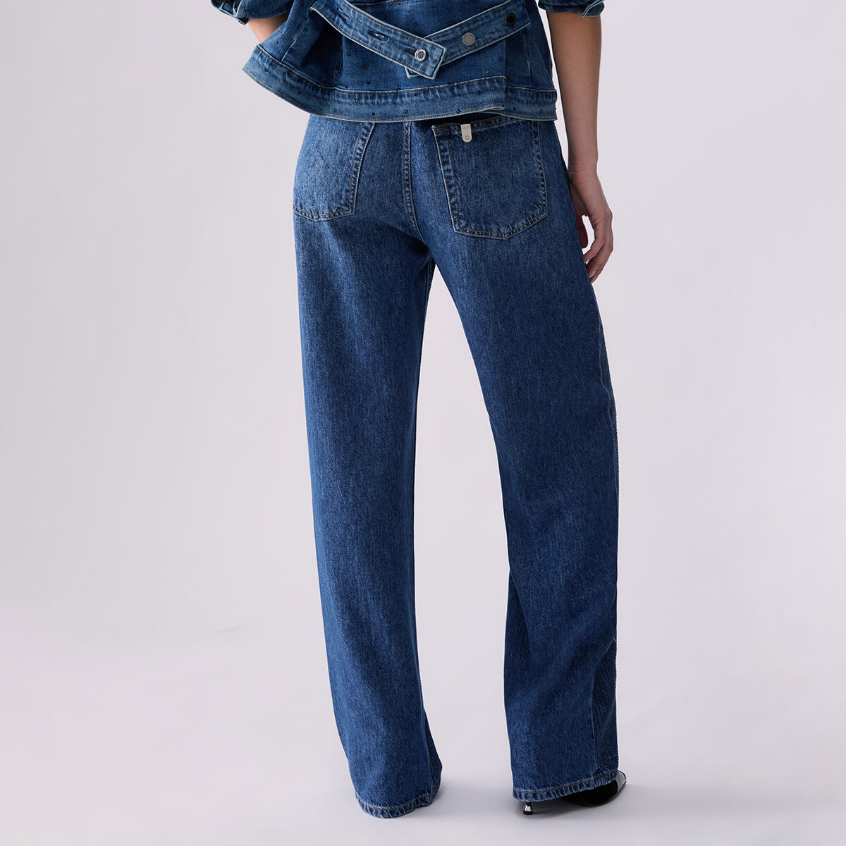 Jean droit avec strass denim bleu, LIU JO