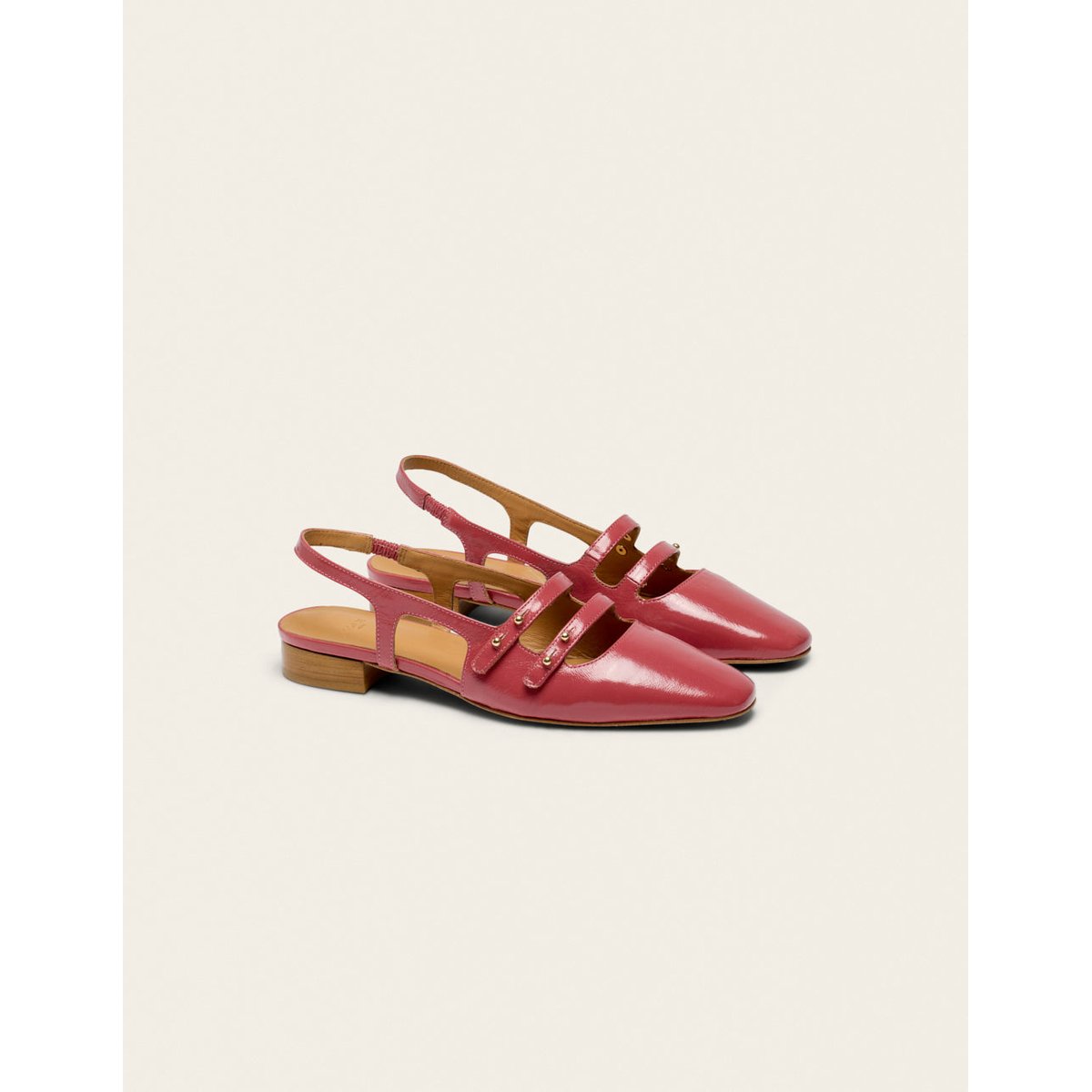 Ballerines SOLI cuir plissé verni rose, ODAJE