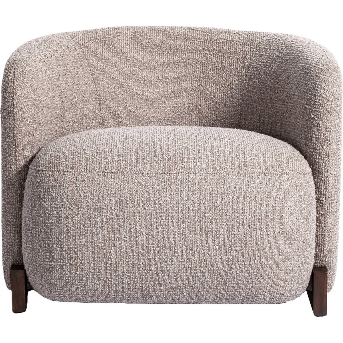 Fauteuil lounge arrondi en tissu mocca chunky, RECOLLECTION