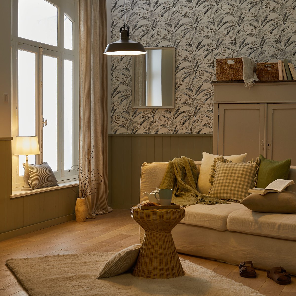 Voilage tamisant coton, BENISA beige, INSPIRE