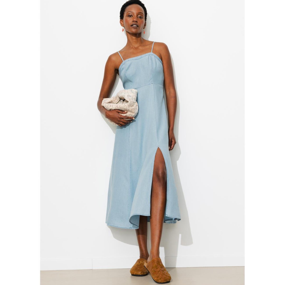 Robe à bretelles en lyocell jean clair, PROMOD