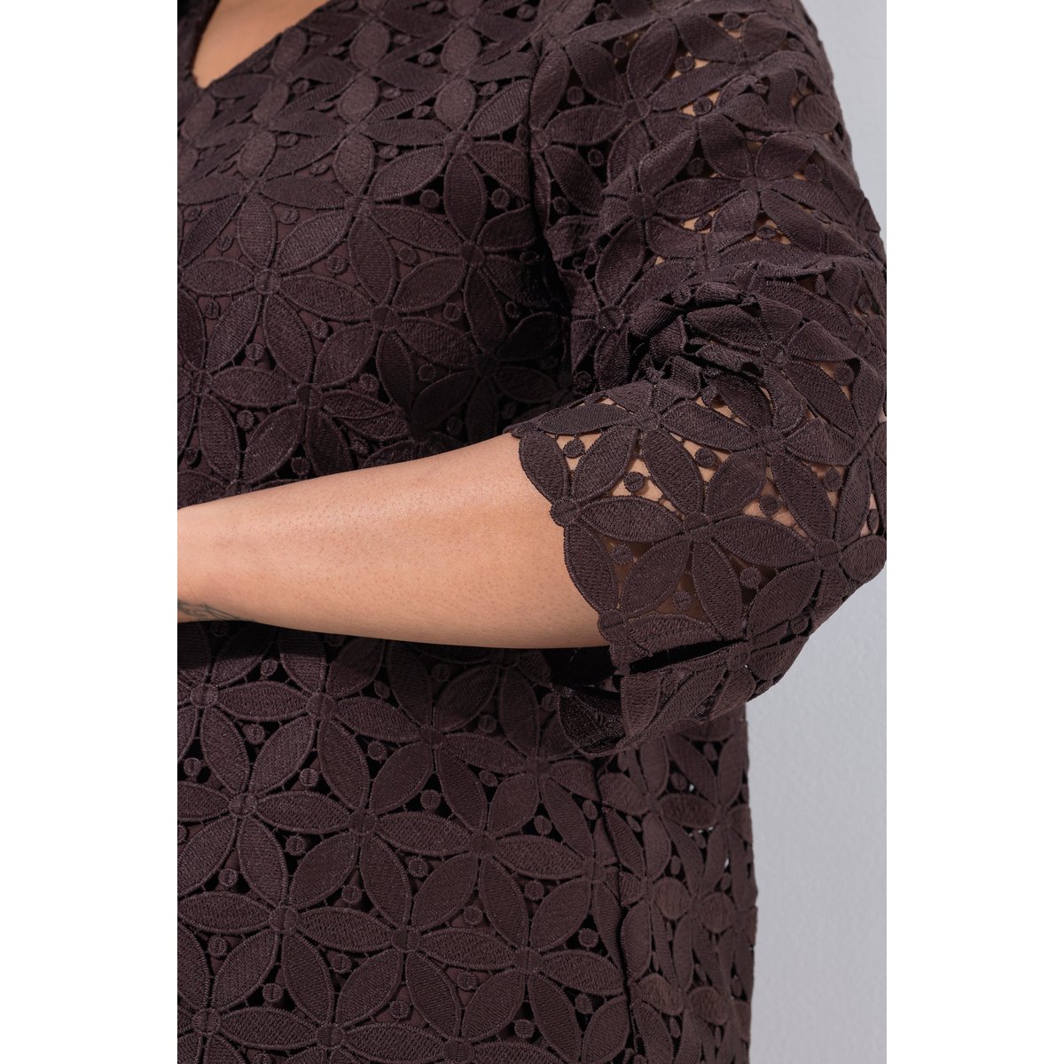 Tunique avec broderies ajourées marron pin, ULLA POPKEN
