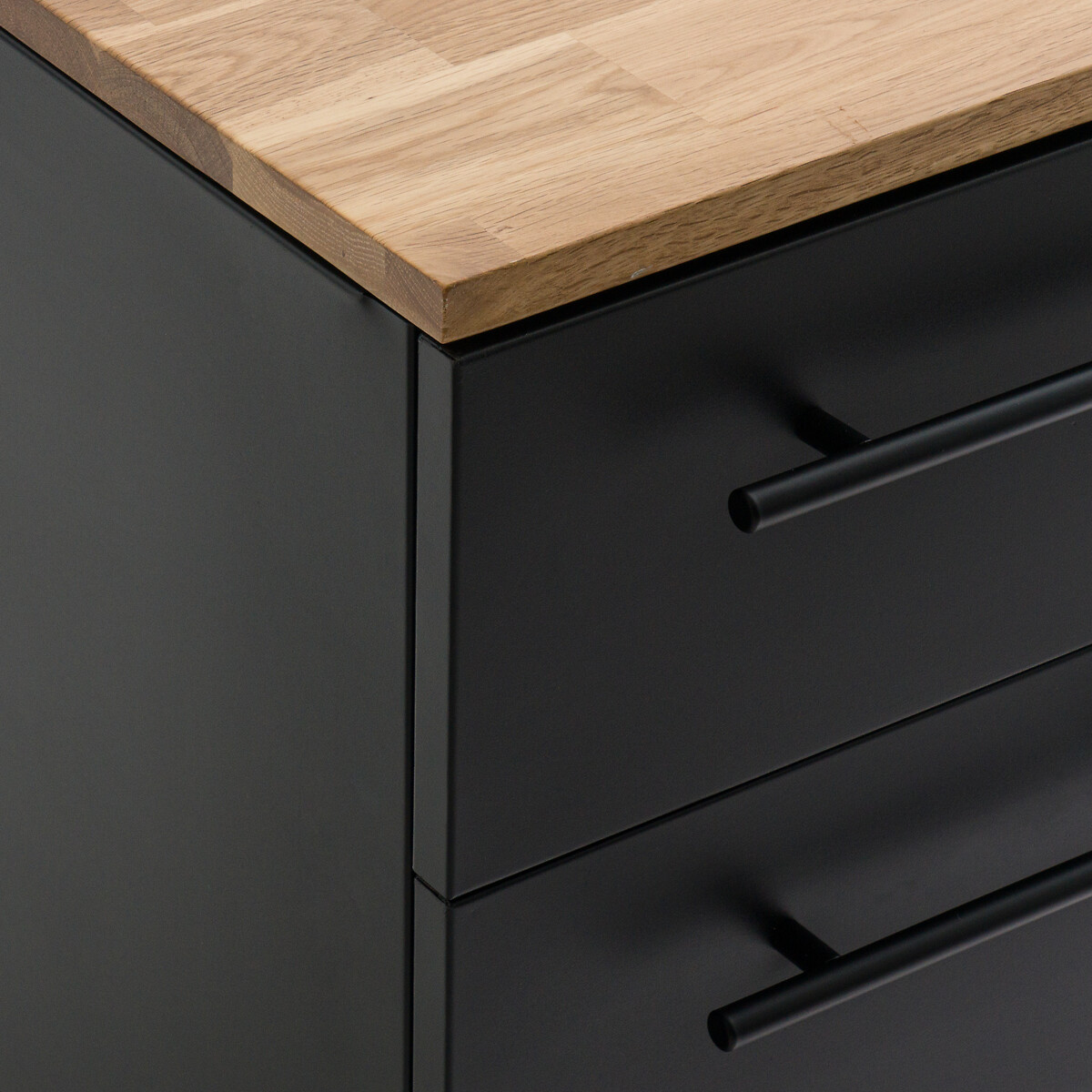 Cajonera para escritorio con 3 cajones, Hiba metal negro/roble, LA REDOUTE INTERIEURS