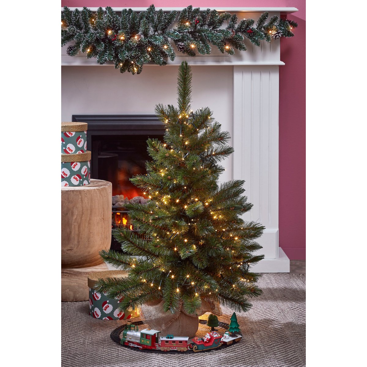 Sapin de Noël artificiel dans un sac en jute H90 cm FOREST FROSTED vert, TRIUMPH TREE