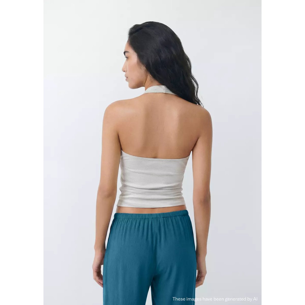 Top halter métallisé argent, MANGO TEEN