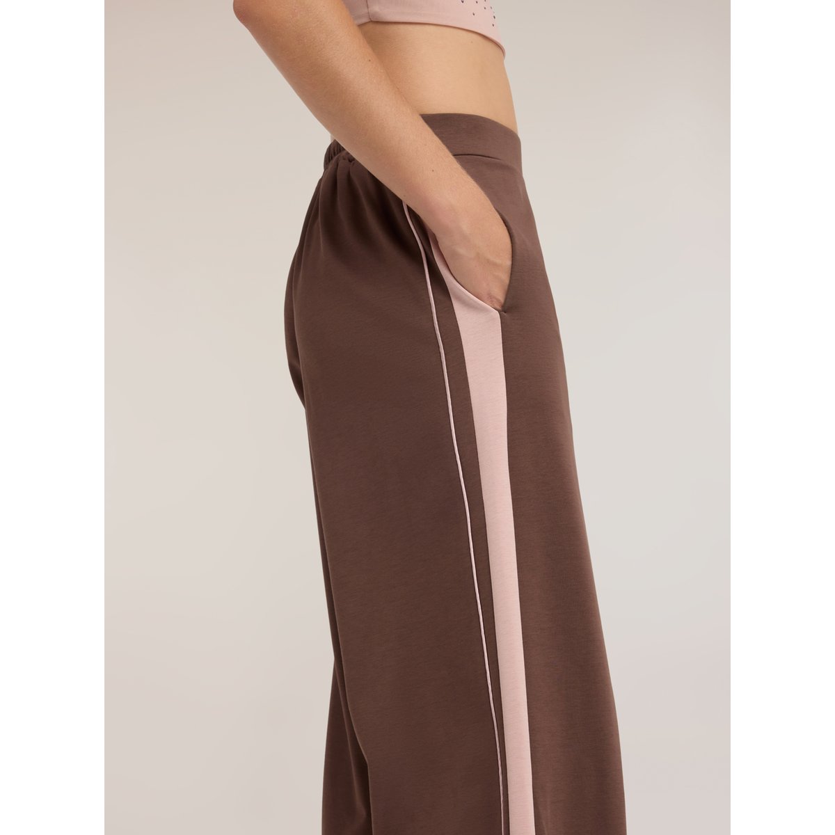 Pantalon palazzo avec bande latérale marron, MOTIVI