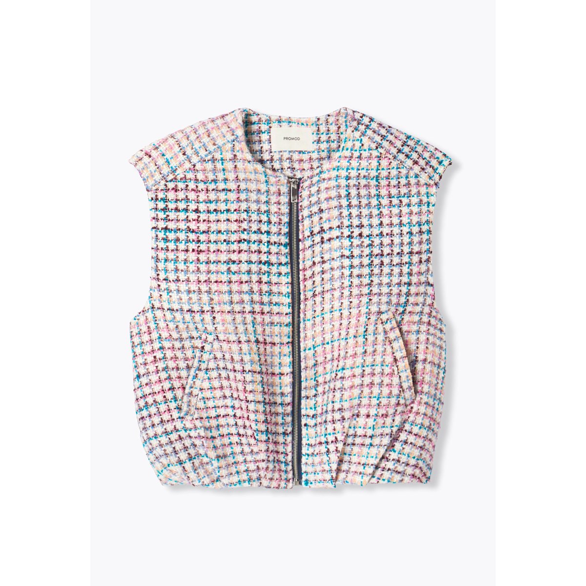 Blouson tweedé sans manches imprimé marine, PROMOD