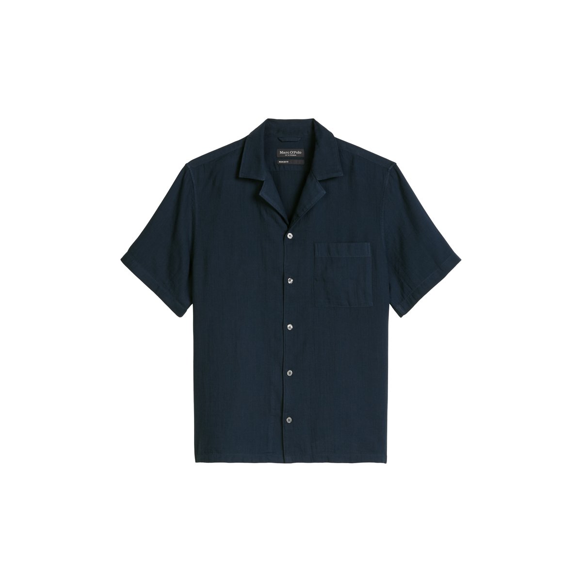 Chemise à manches courtes regular avec un léger effet froissé bleu foncé, MARC O'POLO