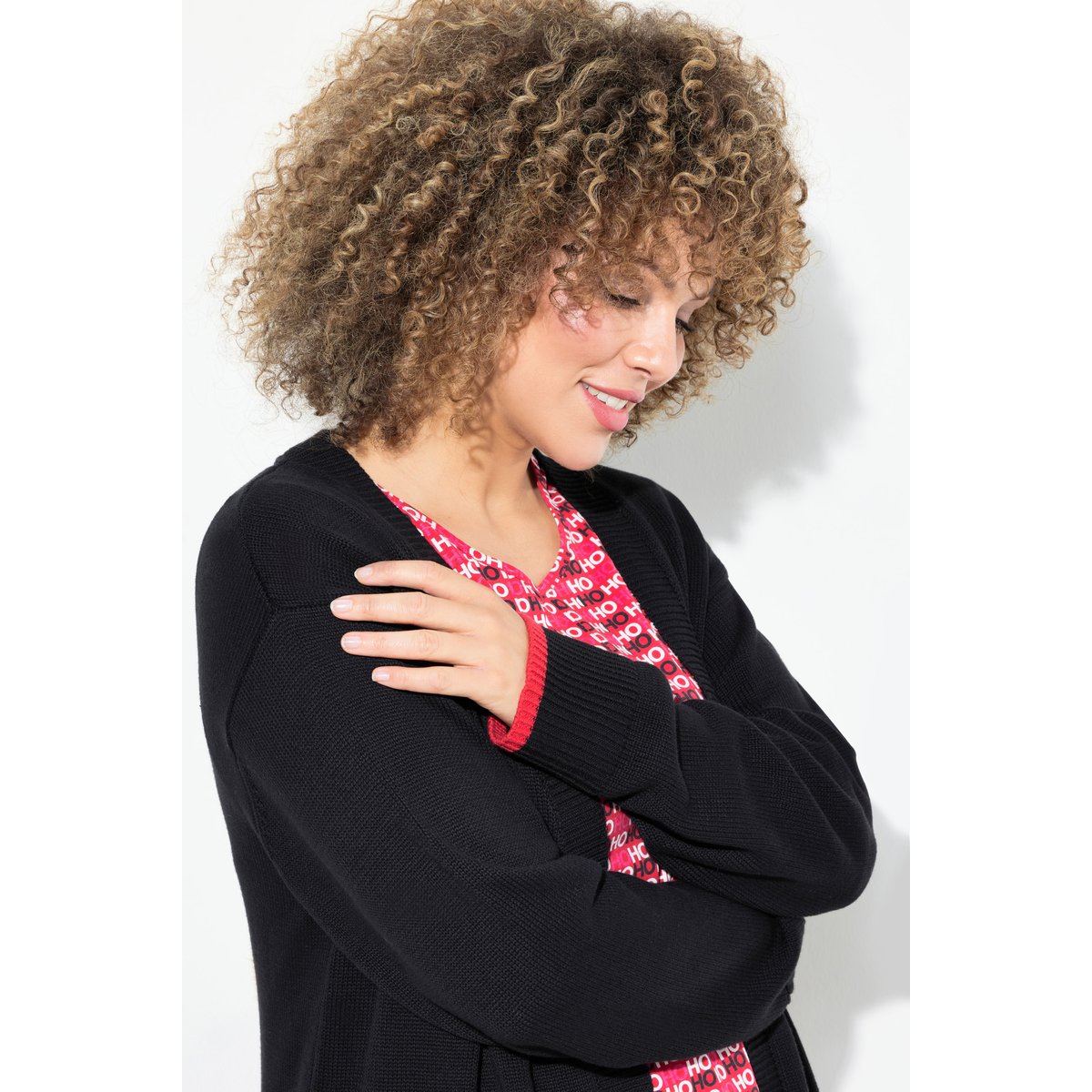 Cardigan ouvert à encolure en V noir, ULLA POPKEN