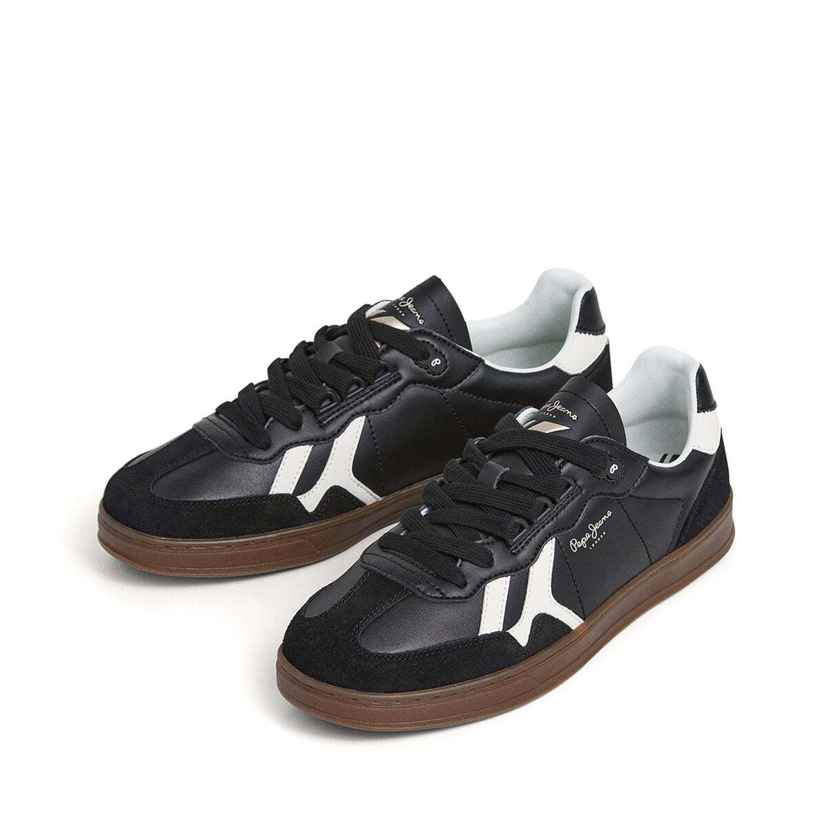 Baskets En Cuir Avec Détails En Daim- Ball noir, PEPE JEANS