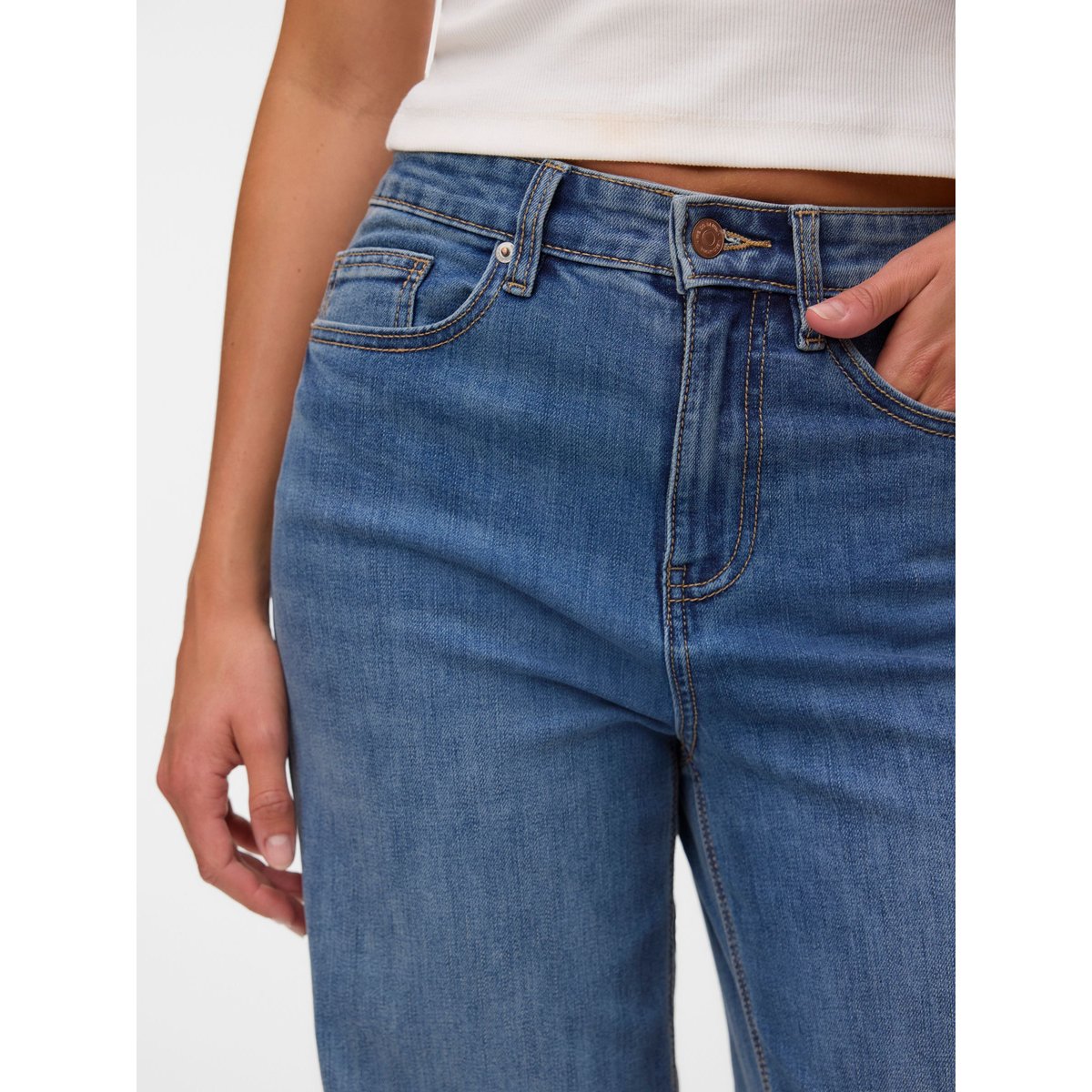 Jean À Coupe Large medium blue denim, VERO MODA