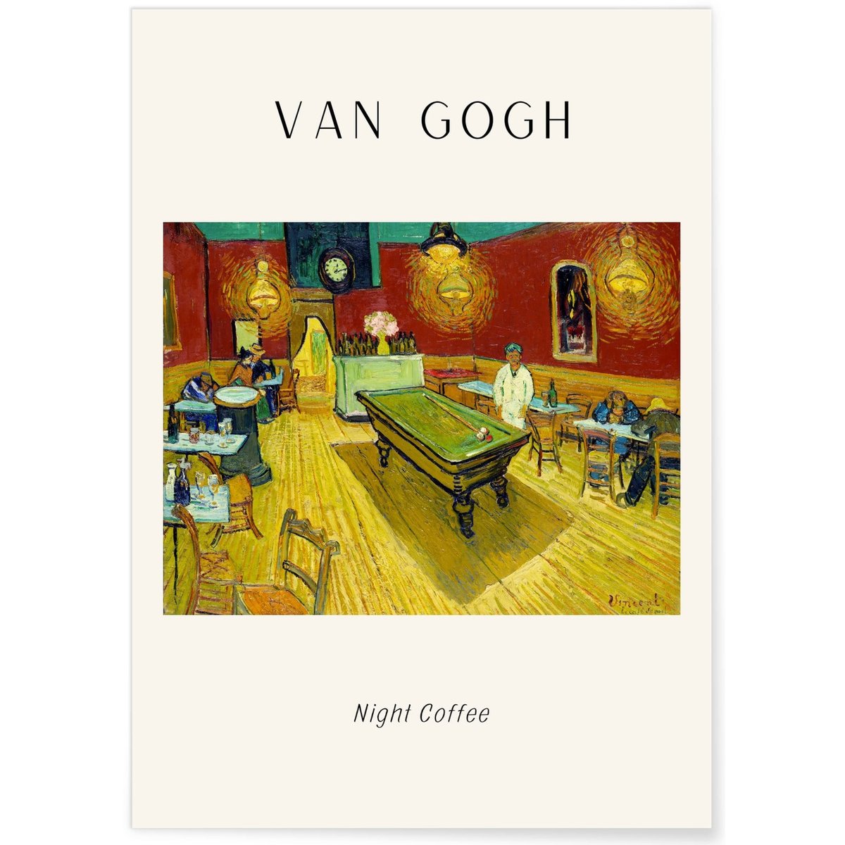 Affiche Van Gogh - Night Coffee blanc, L'AFFICHERIE