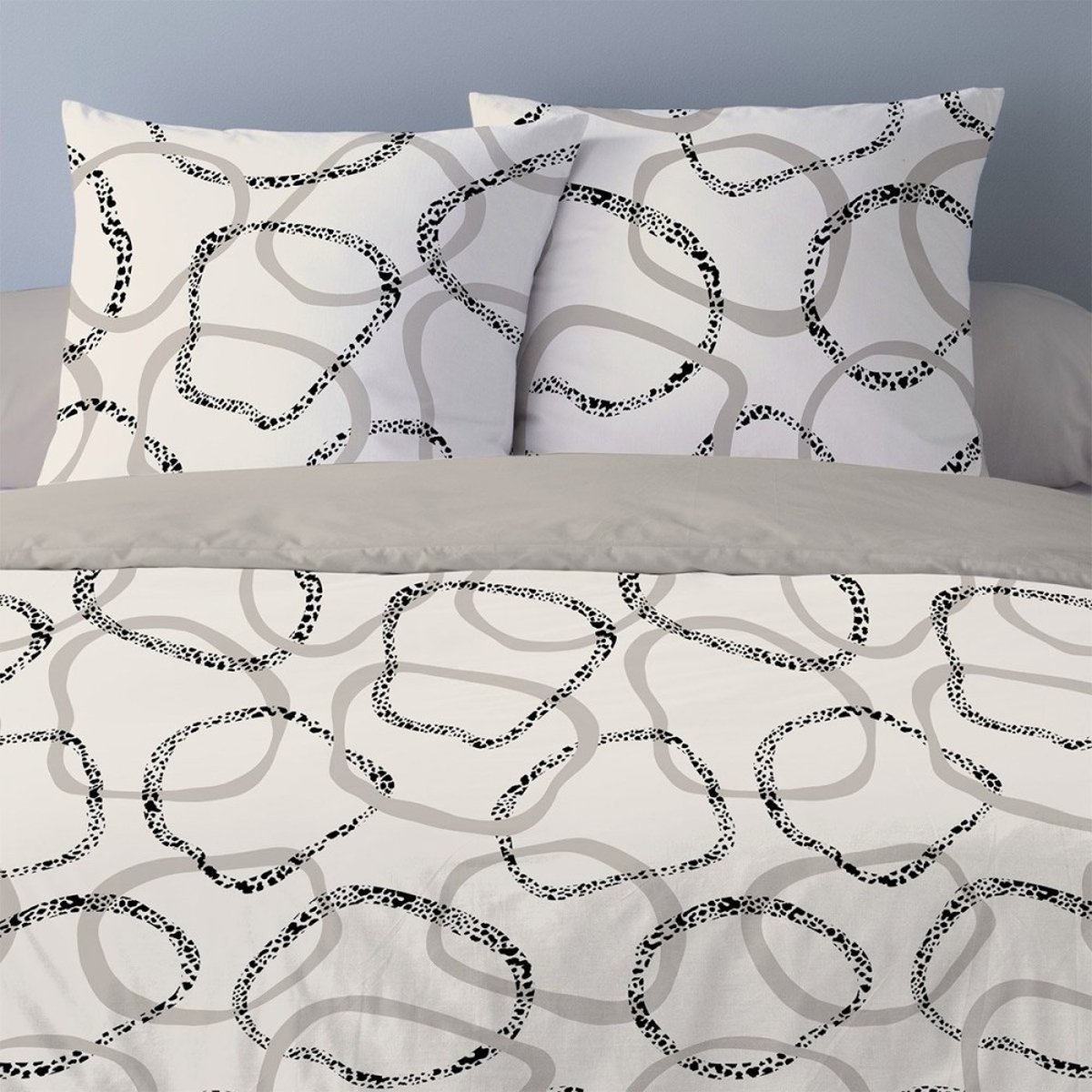 Housse de couette 200x200 Roanne + 2 taies beige, DECORATIE