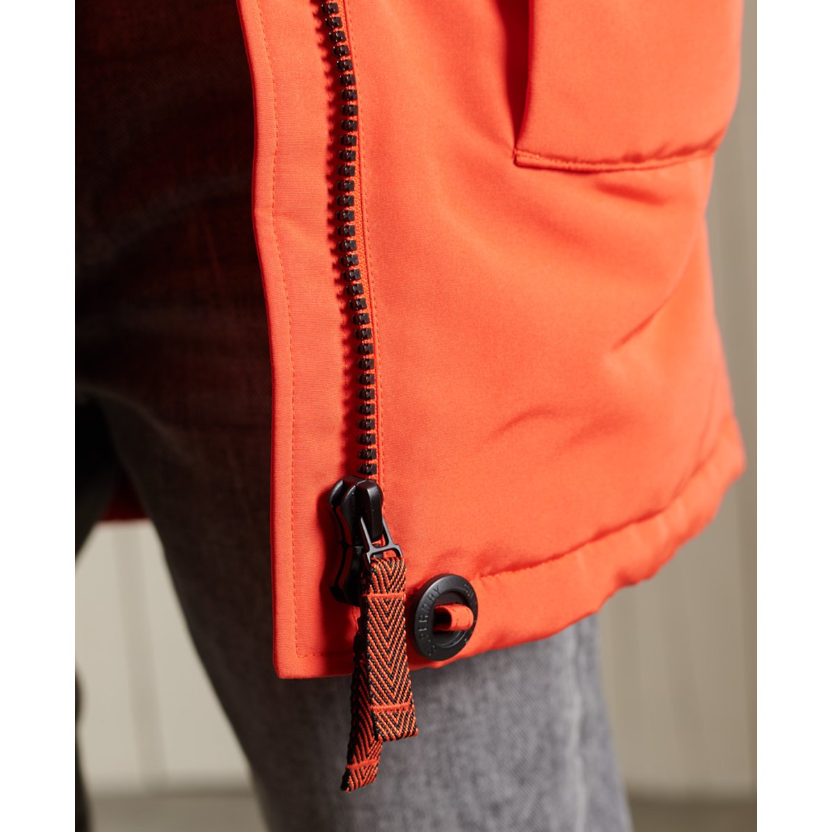 Parka à capuche imitation fourrure mi longue orange vif, SUPERDRY