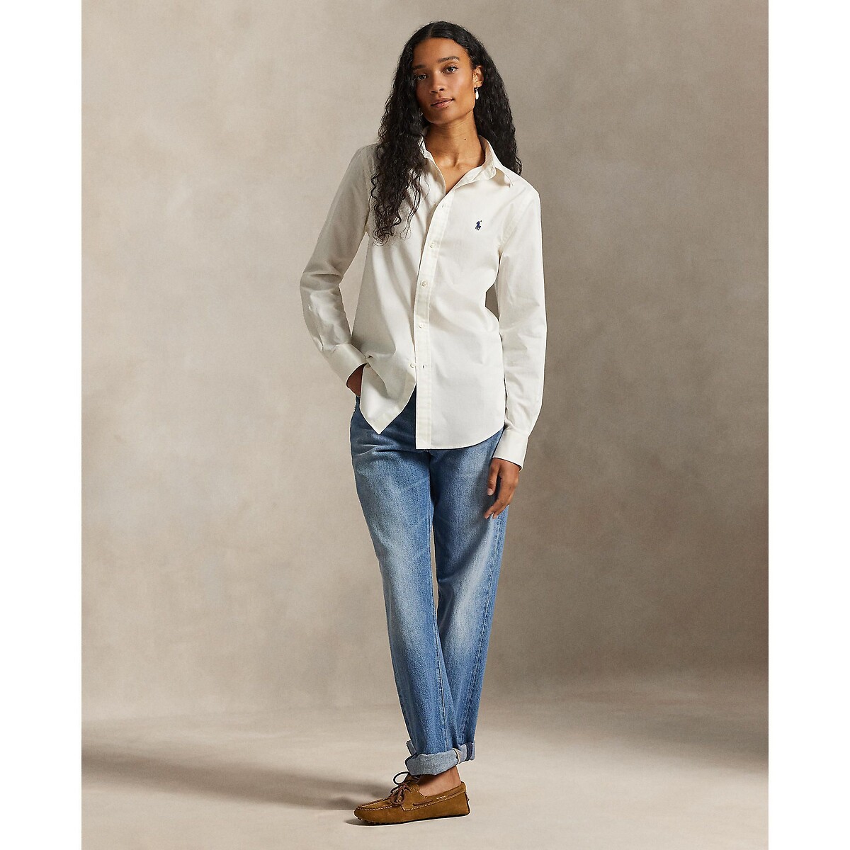 Cotton Twill Shirt with Long Sleeves cream, POLO RALPH LAUREN