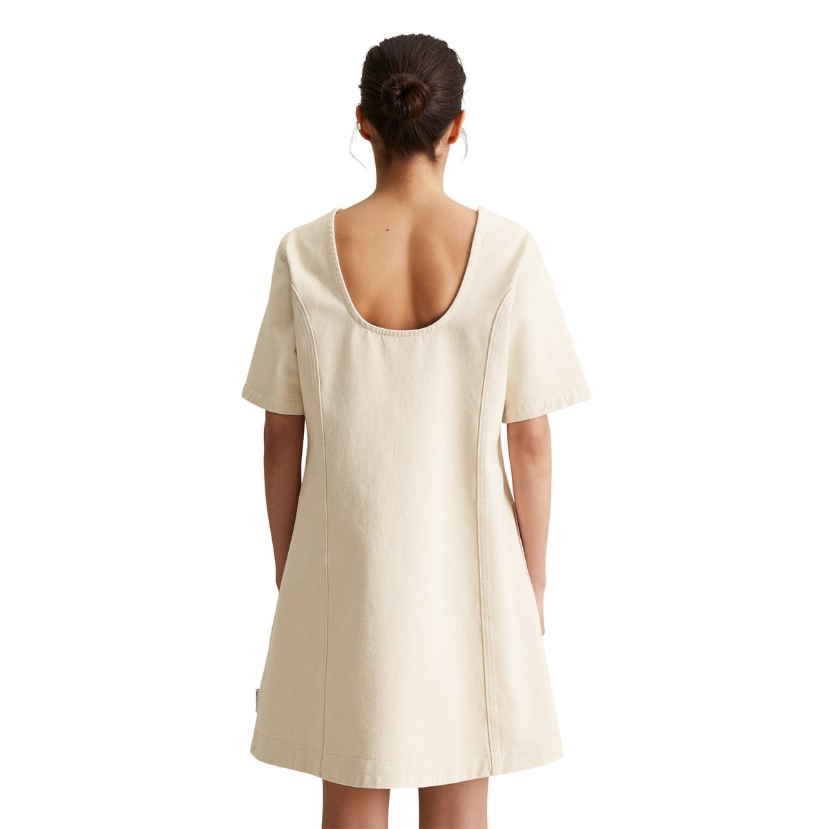 Mini-robe en jean relaxed en denim rigide sans élasthanne blanc, MARC O’POLO DENIM